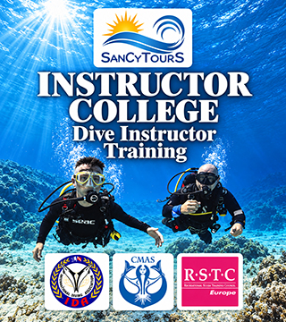 Sancytours Instructor College with IDA, CMAS and RSTC Europe logos