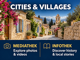 Cyprus village street with links to destination photos, videos and background stories
