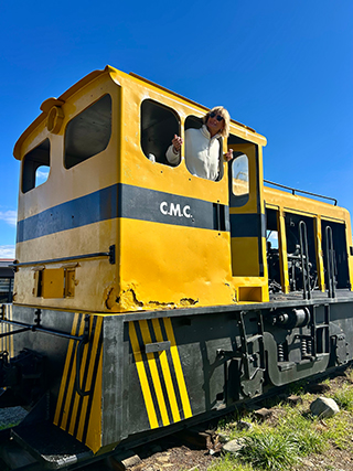 Yellow mining locomotive near Lefke Cyprus