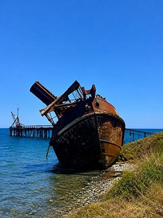Old tugboat wreck on the Lefke coast