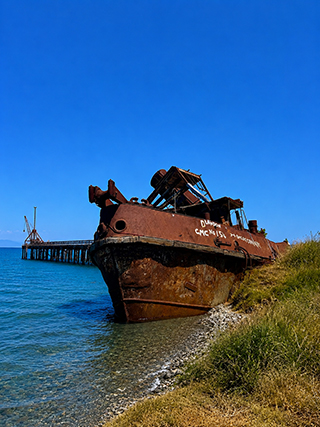 Old tugboat wreck on the Lefke coast