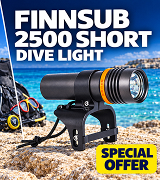 FinnSub 2500 Short dive light with hand mount – special offer from Sancytours